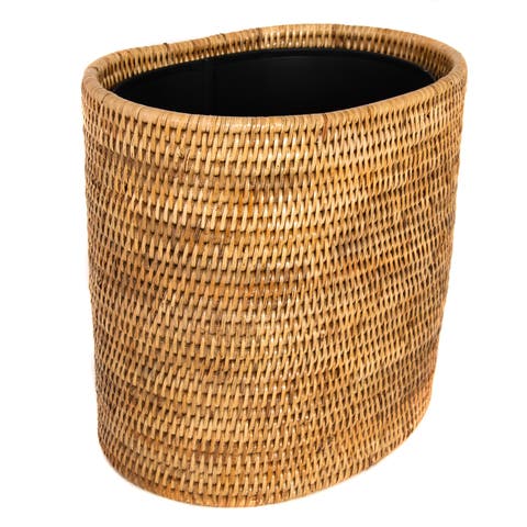 Artifacts Rattan Oval Waste Basket with Metal Liner