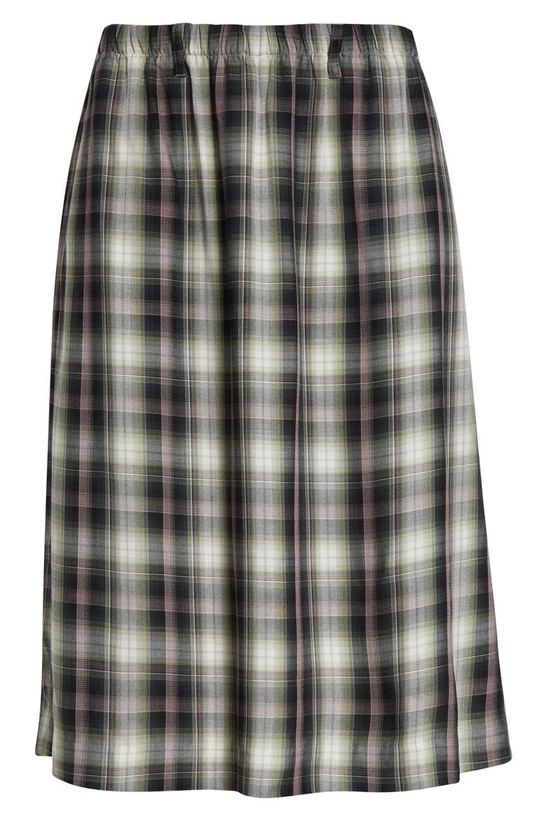Izetta Check Midi Skirt, Alternate, color, BLACK/ GREEN