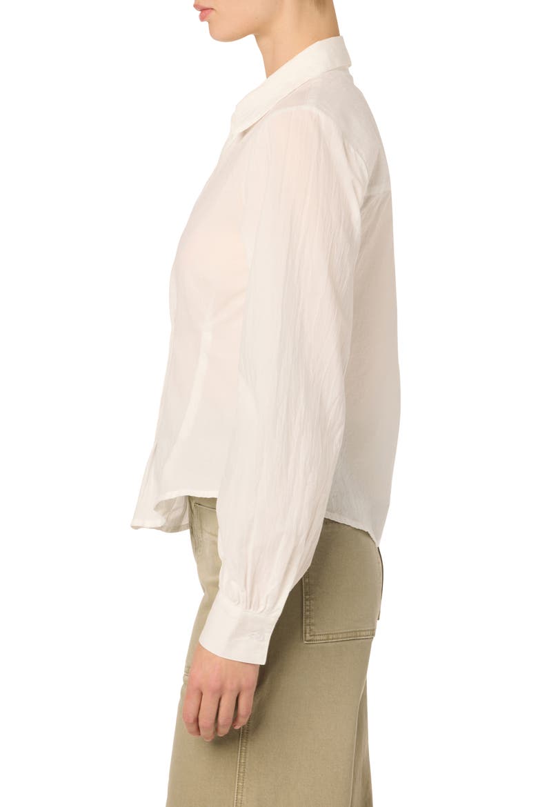 Pleated Long Sleeve Button-Up Shirt, Alternate, color, WHITE