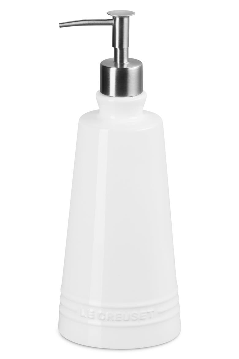 Signature Stoneware Soap Dispenser, Main, color, WHITE