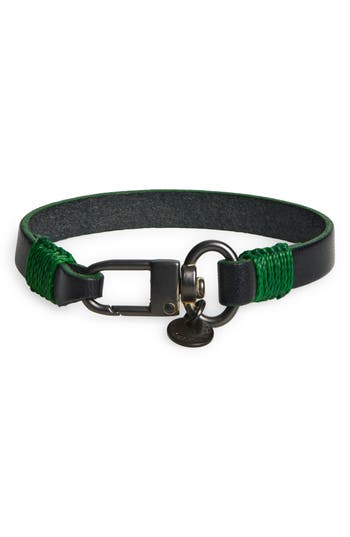 Caputo & Co Contrast Edge Leather Bracelet In Black