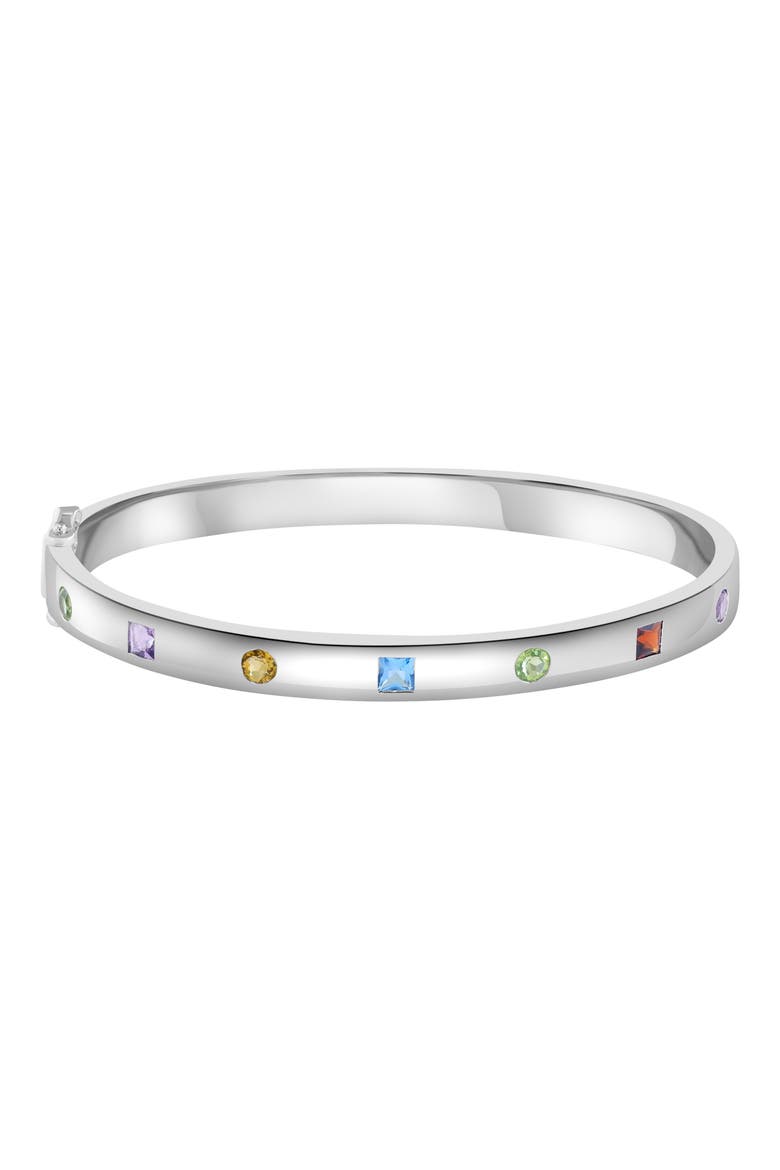 Sterling Silver Flush Stone Bracelet, Main, color, SILVER MULTI