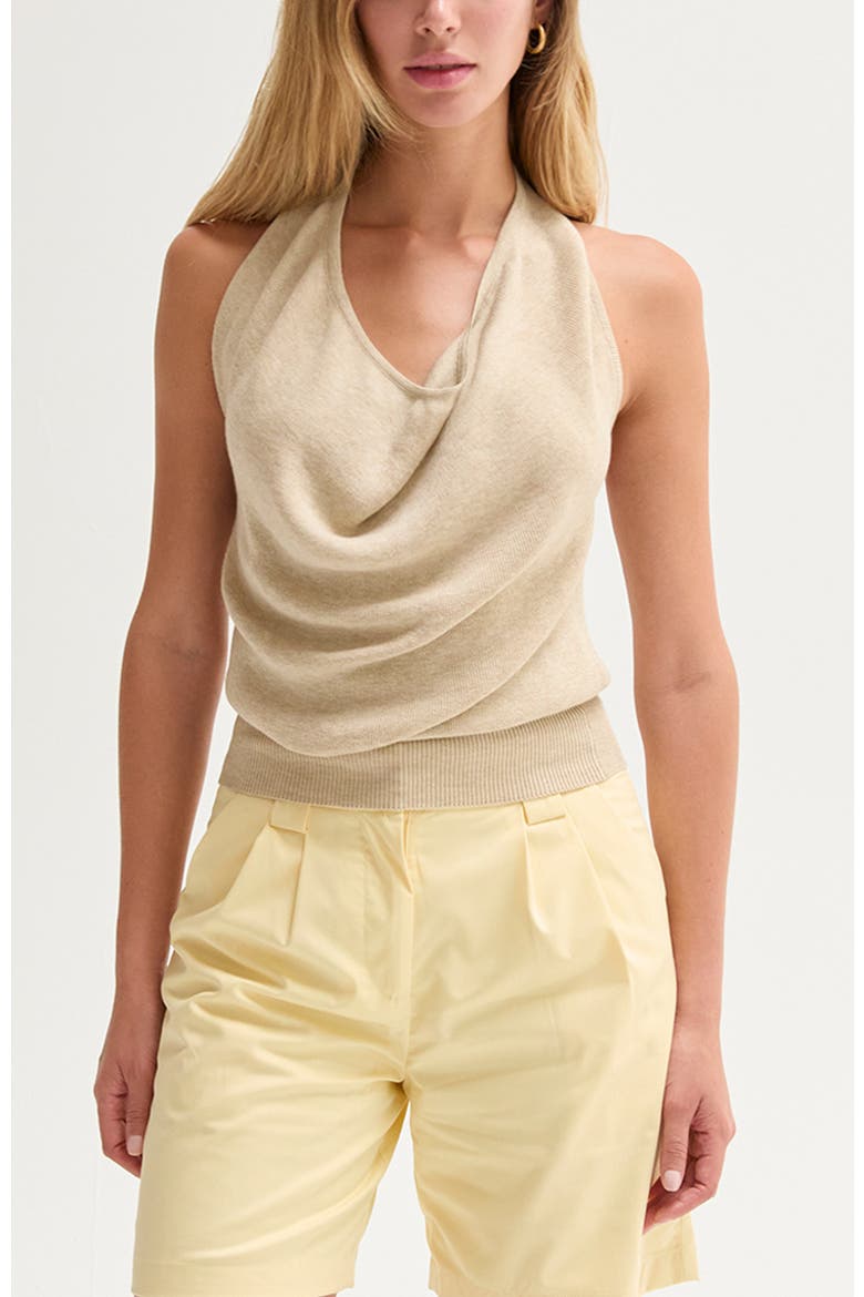 Cowl Neck Halter Knit Top, Main, color, Oatmeal