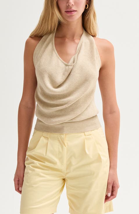 Cowl Neck Halter Knit Top