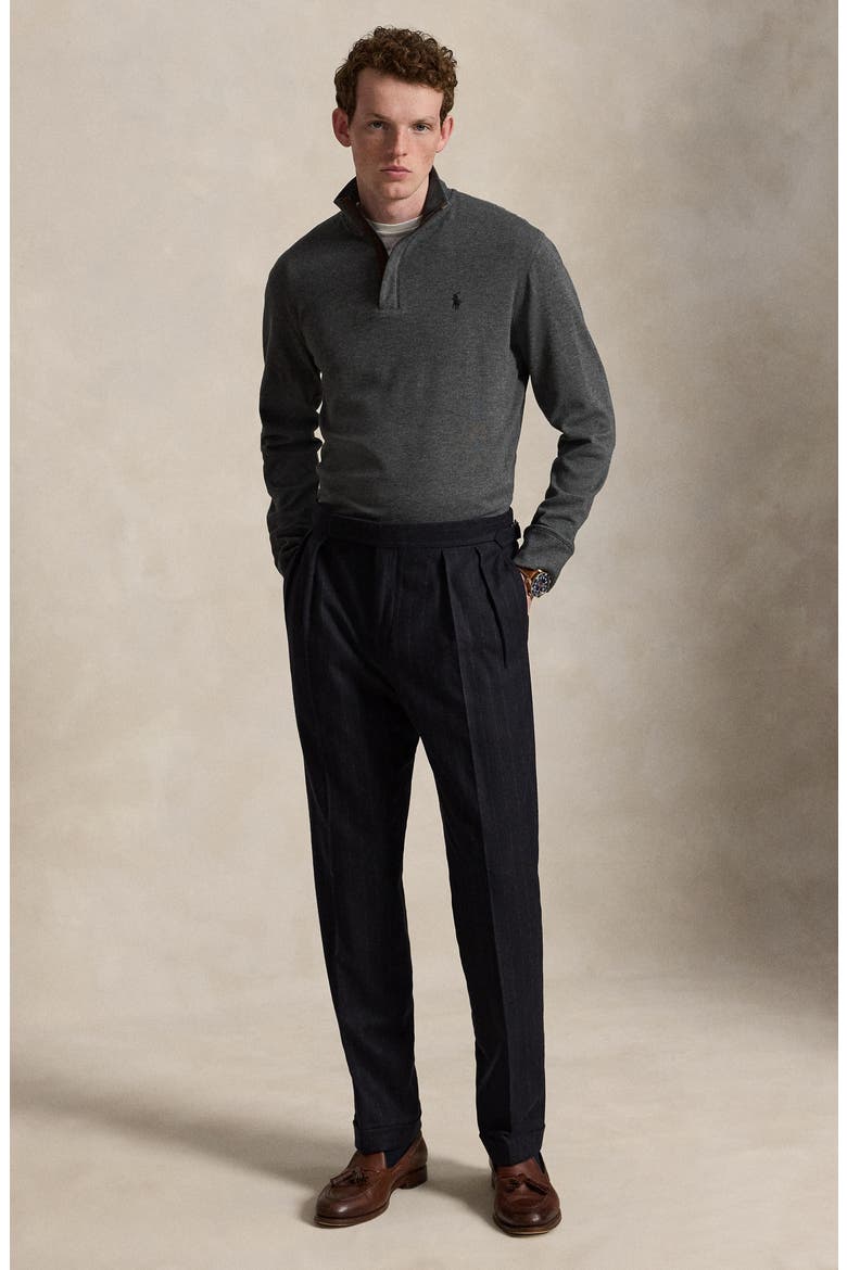 Luxury Cotton Blend Quarter Zip Pullover, Alternate, color, GREY