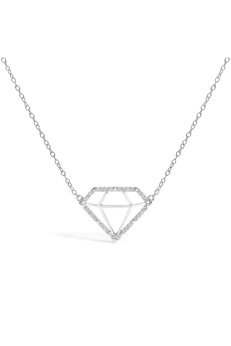 Silver 1/7 Cttw Lab Grown Diamond Diamond Shaped Pendant Necklace, Main, color, White