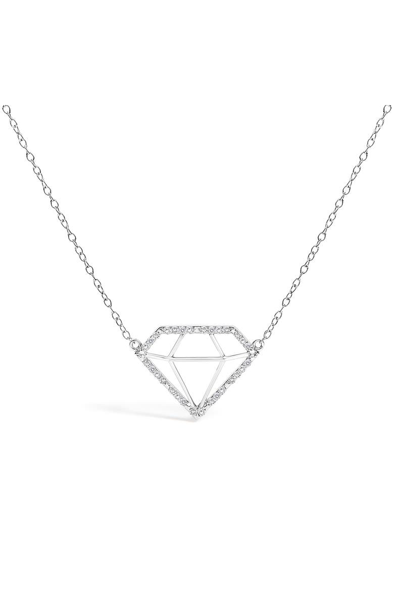 Haus of Brilliance Silver 1/7 Cttw Lab Grown Diamond Diamond Shaped Pendant Necklace, Main, color, White