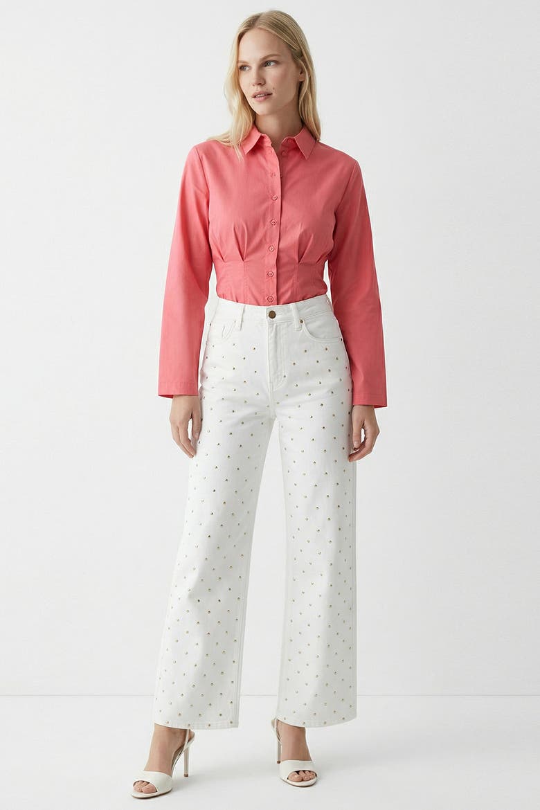 Lilyy High Waisted Wide Leg Denim Jeans, Main, color, White