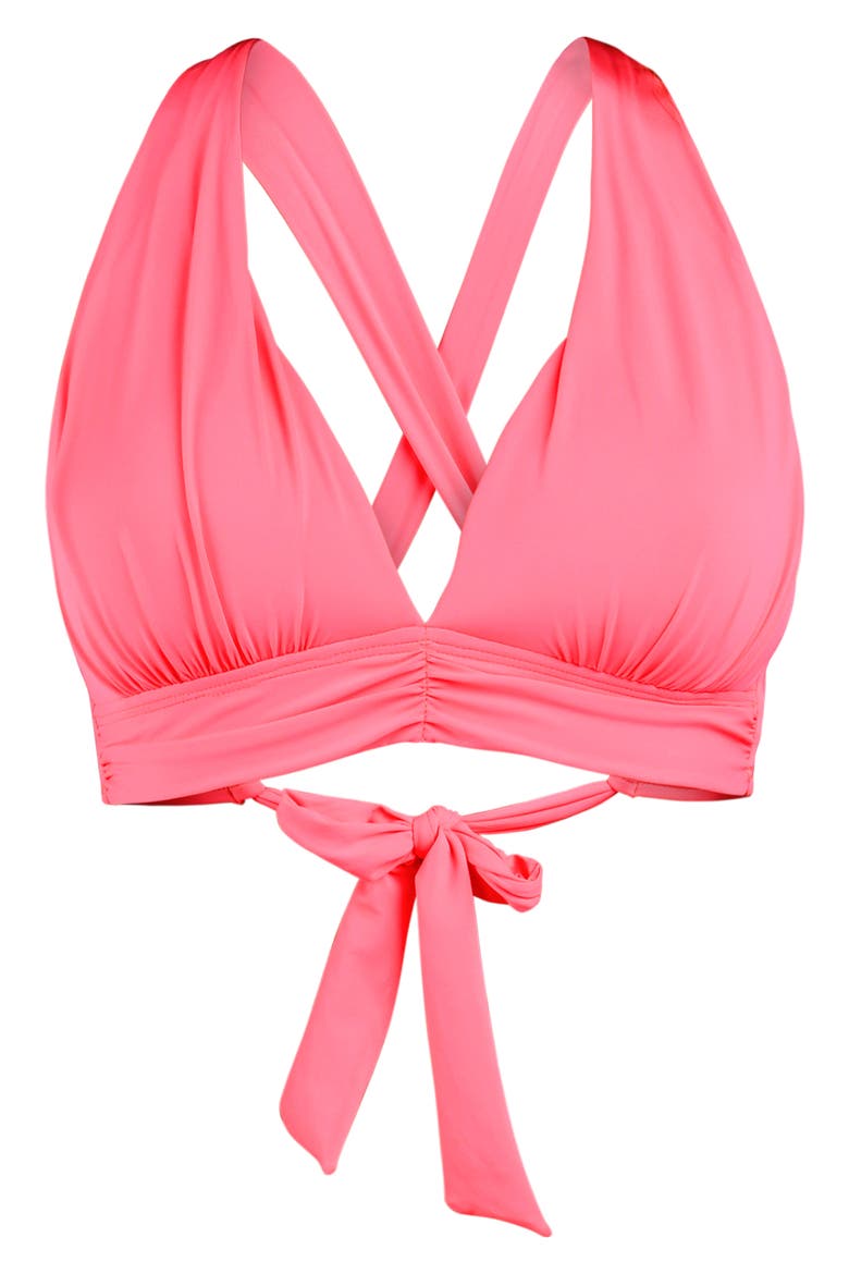 Shirred Bikini Top, Alternate, color, CORAL REEF
