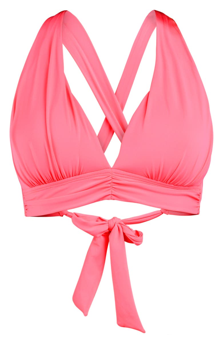 La Blanca Shirred Bikini Top, Alternate, color, Coral Reef