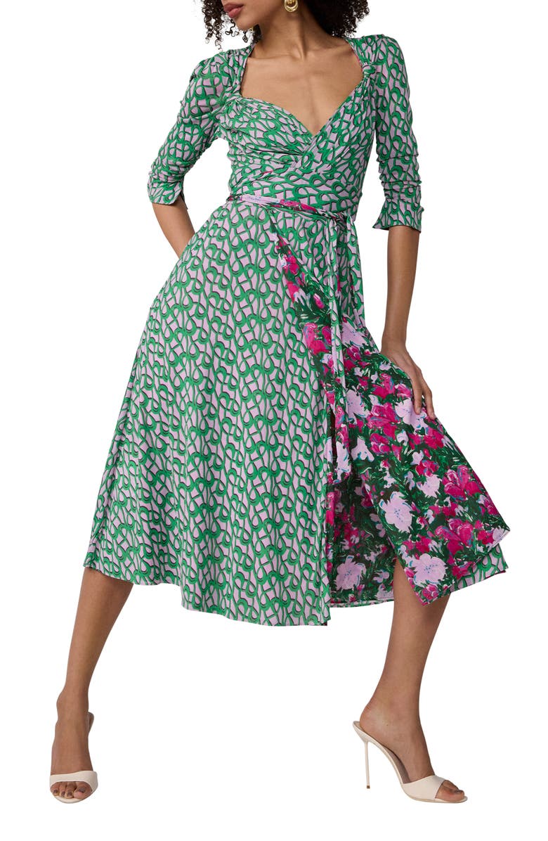 Diane von Furstenberg Carmen Reversible Mixed Print Jersey Wrap Dress, Alternate, color, Provence Gossip Pink