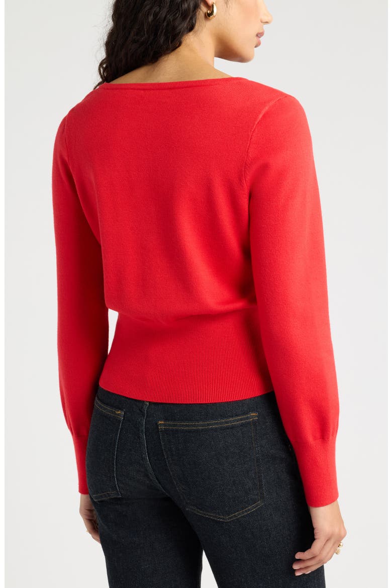 Softluxe Crewneck Cardigan, Alternate, color, RED SALSA