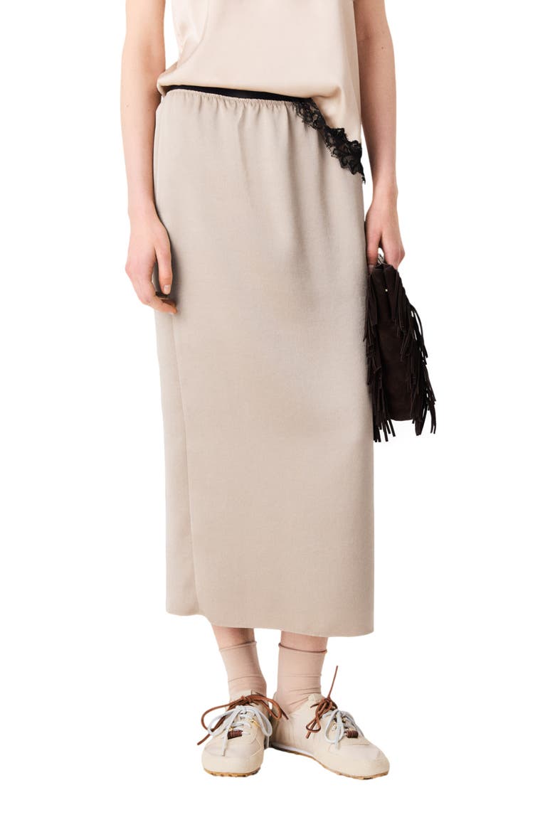 Satin pencil skirt, Alternate, color, Beige