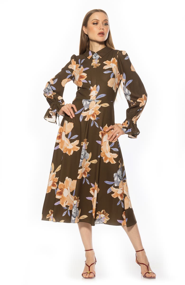Alexia Admor Lana Fit & Flare Midi Dress, Alternate, color, Emerald Multi