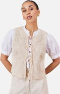 Yumi Embroidered Tie Front Waistcoat
