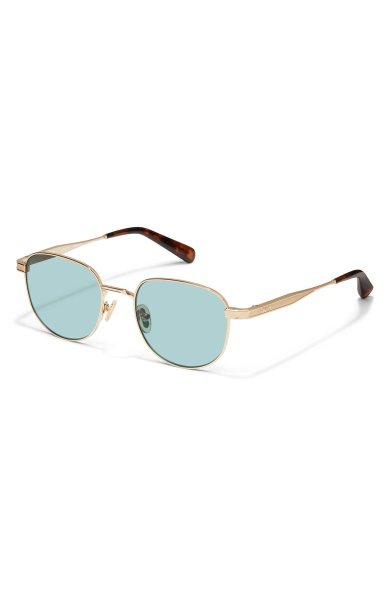 QUAY Born Ready 52mm Round Sunglasses, Alternate, color, Gold/ Aqua
