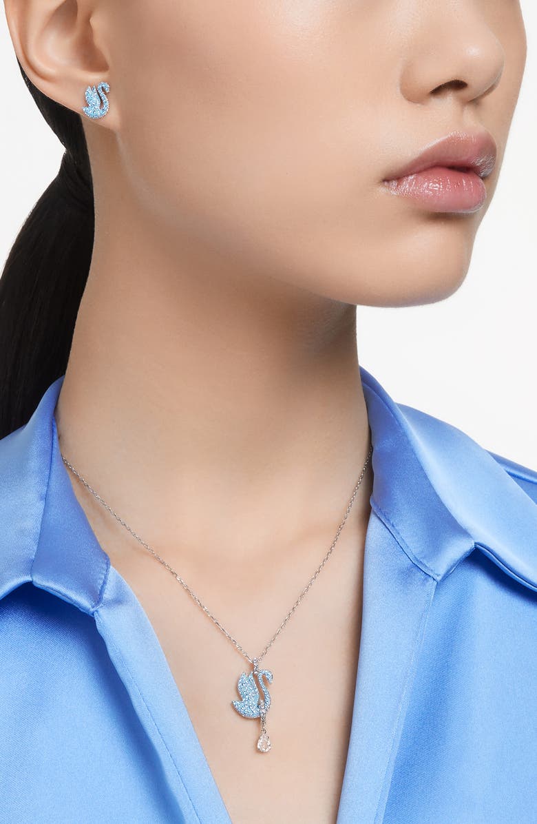 Swarovski Swan Pendant Necklace & Stud Earrings Set, Alternate, color, 