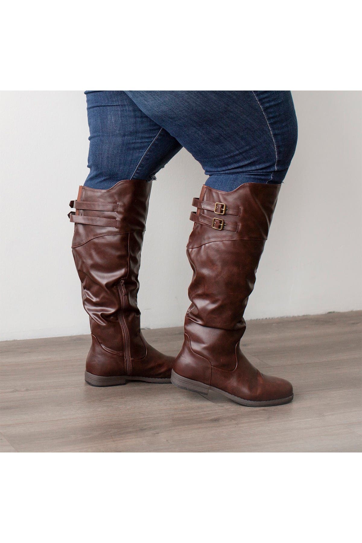 Journee Collection JOURNEE Tori Riding Boot - Extra Wide Calf, Alternate, color, Brown