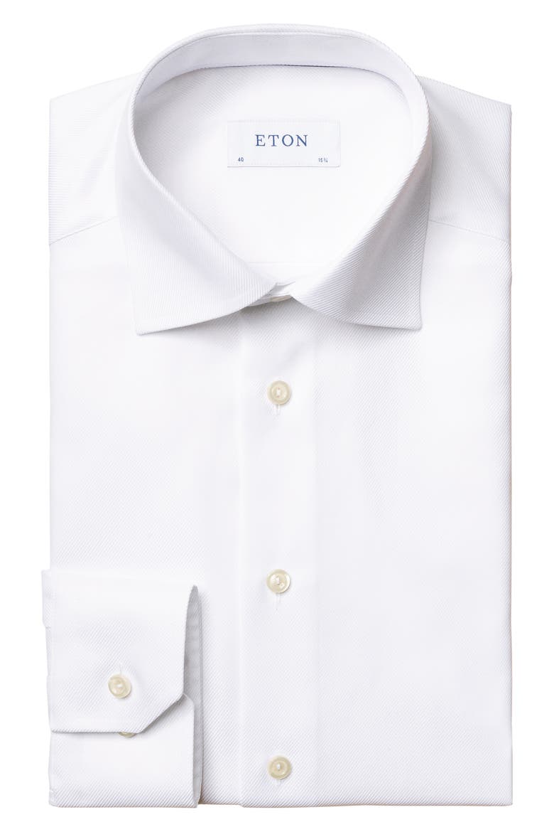Slim Fit Diagonal Weave Shirt, Alternate, color, WHITE