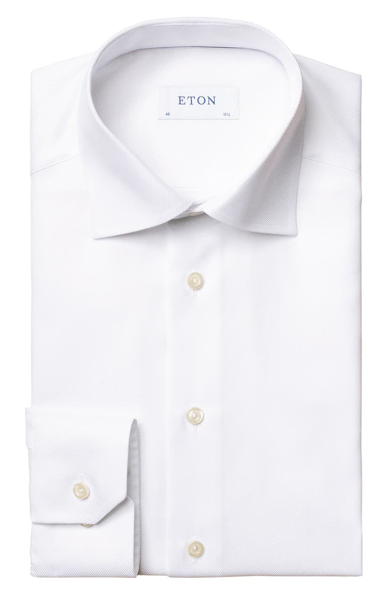 Eton Slim Fit Diagonal Weave Shirt, Alternate, color, White