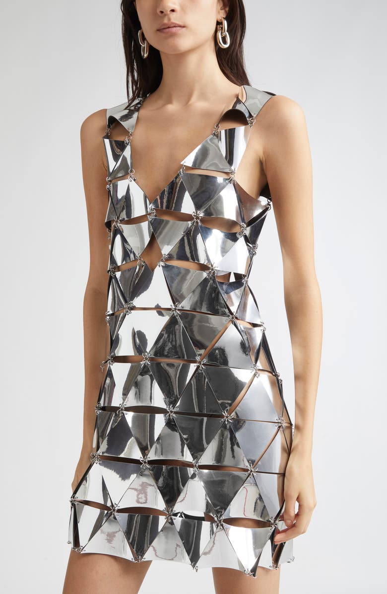 Rabanne Mirror Triangular Tessellation Minidress, Alternate, color, 