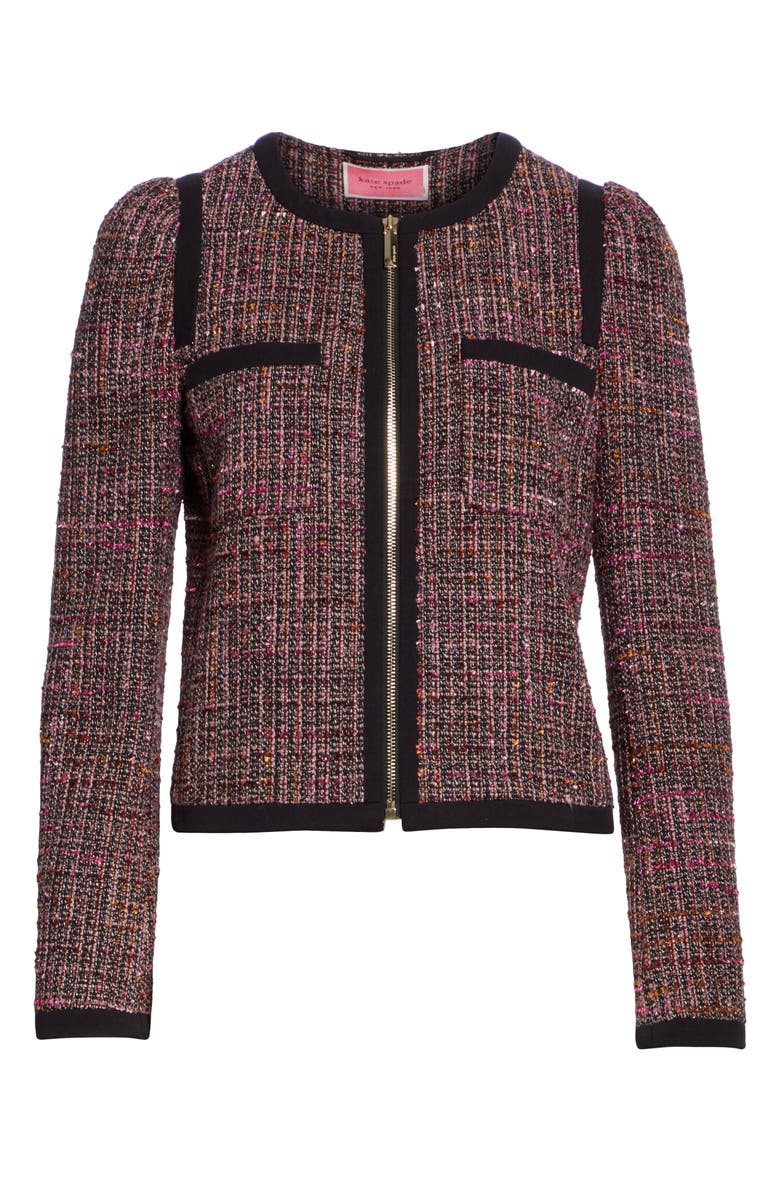 Kate Spade New York puff sleeve tweed jacket, Alternate, color,