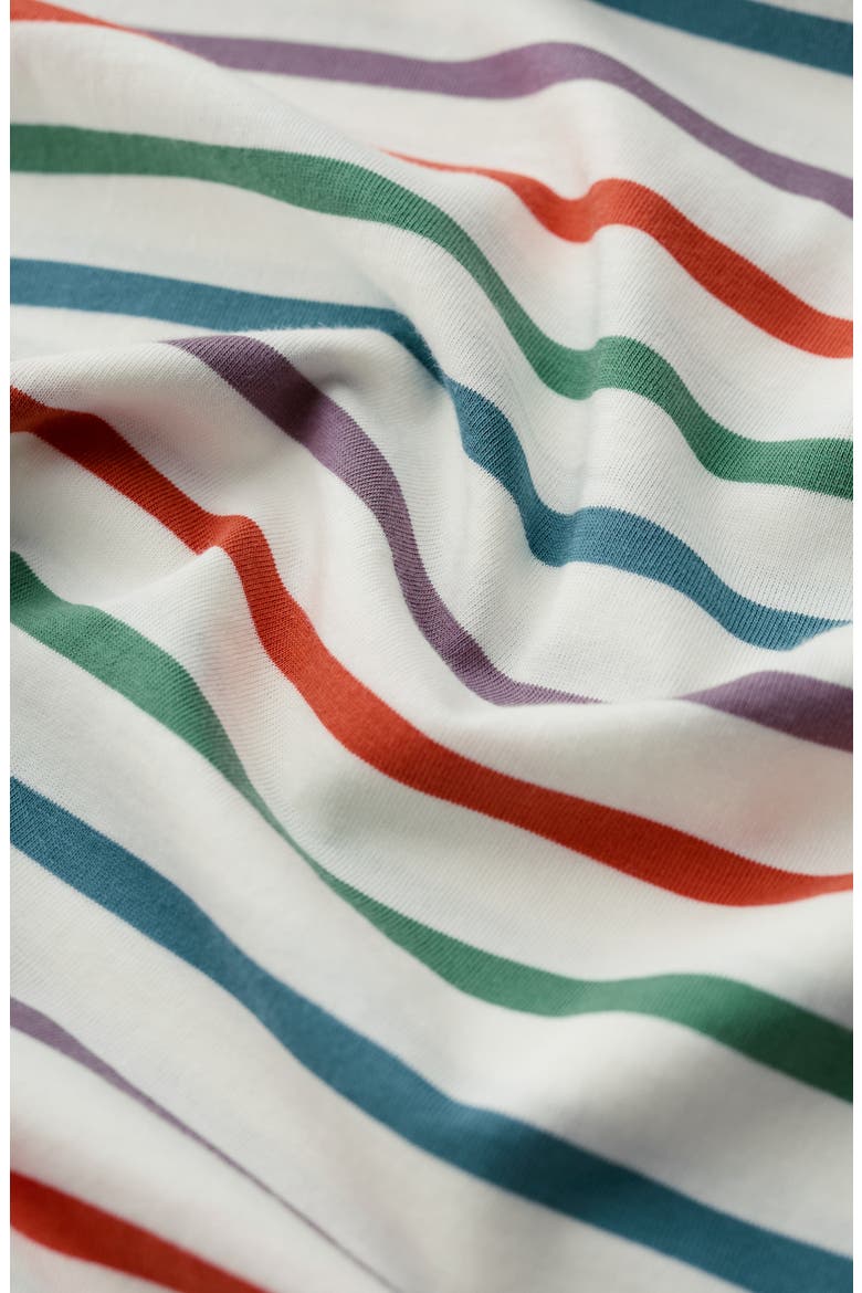 Sailor Stripe Three Quarter Sleeve Organic Cotton T-Shirt, Alternate, color, QUAD BRETON LENTIL