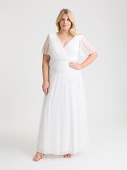 Scarlett & Jo Isabelle Spot Angel Sleeve Maxi Dress