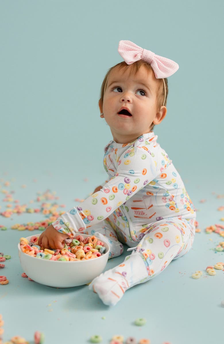 Posh Peanut Cereal Print Convertible Zip-Up Footie, Alternate, color, Blue