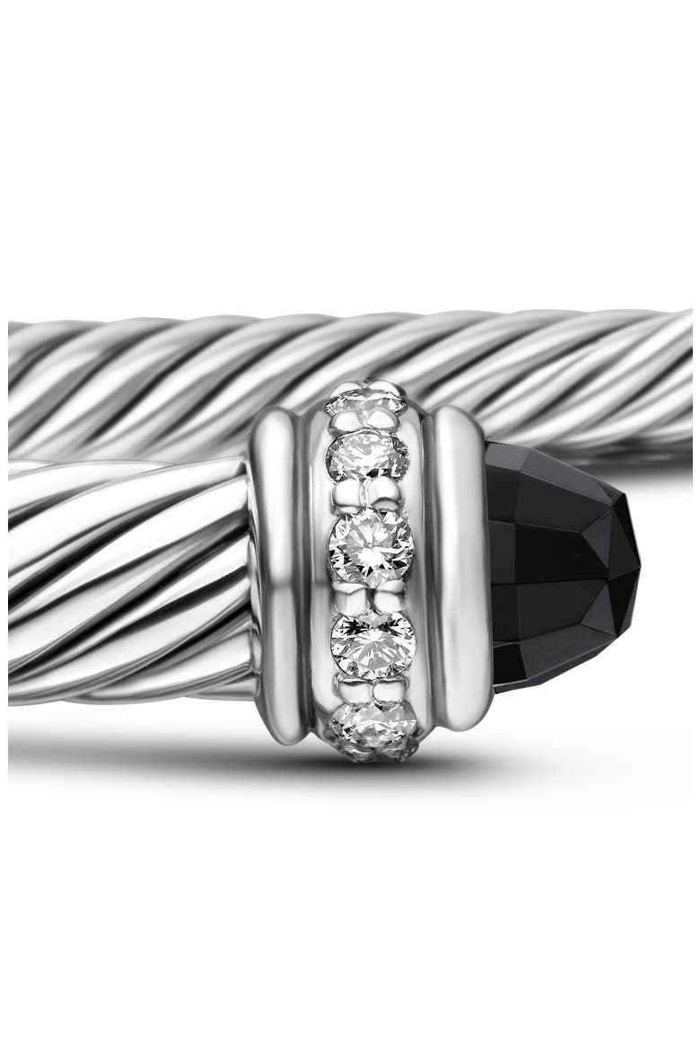 Cable Classic Bracelet with Semiprecious Stones & Diamonds, 4mm, Alternate, color, BLACK ONYX