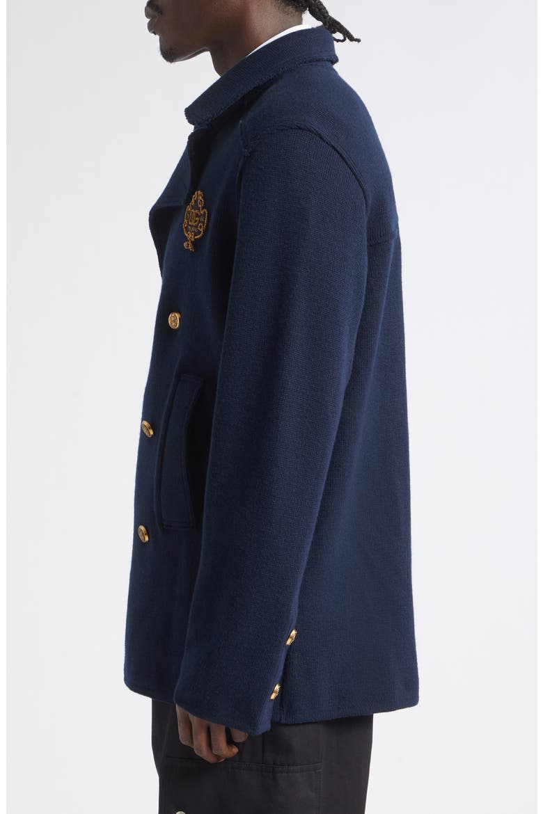Double Breasted Wool Sweater Jacket, Alternate, color, BLU SCURO
