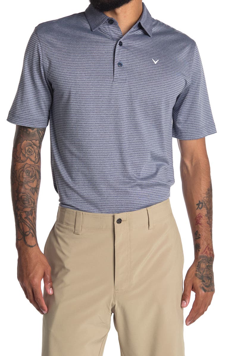 Callaway Golf<sup>®</sup> Callaway Golf Heather Micro Stripe Polo, Main, color, Navy Chambray Heather