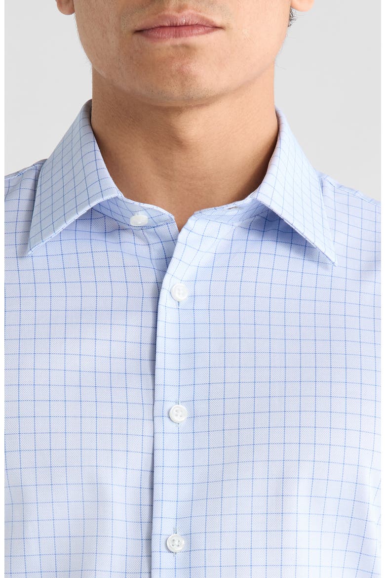 Trim Fit Check Premium Non Iron Cotton Dress Shirt, Alternate, color, BLUE VALERIO GRID