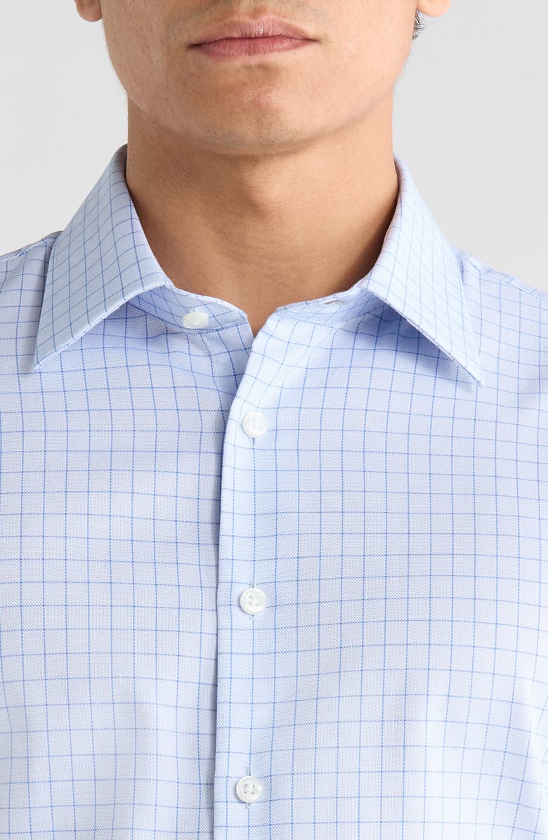 Nordstrom Trim Fit Check Premium Non Iron Cotton Dress Shirt, Alternate, color, Blue Valerio Griddnu