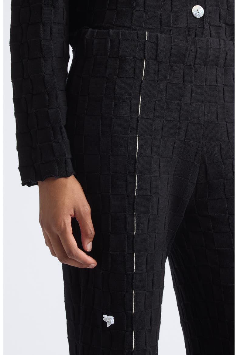 Floral Check Organic Cotton Sweater Pants, Alternate, color, BLACK