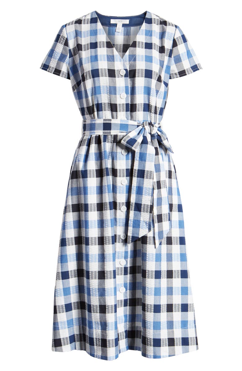 1901 Check Tie Waist Short Sleeve Dress, Alternate, color,