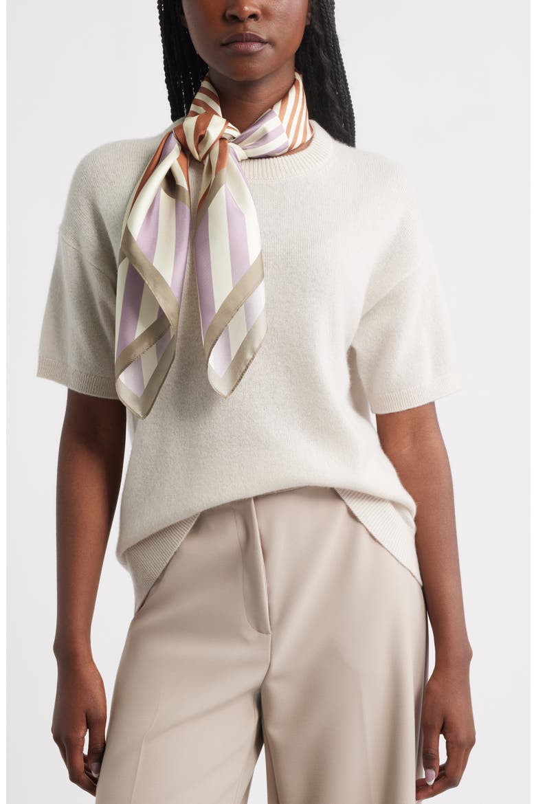 String Square Silk Scarf, Main, color, CREAM CROSS LINES