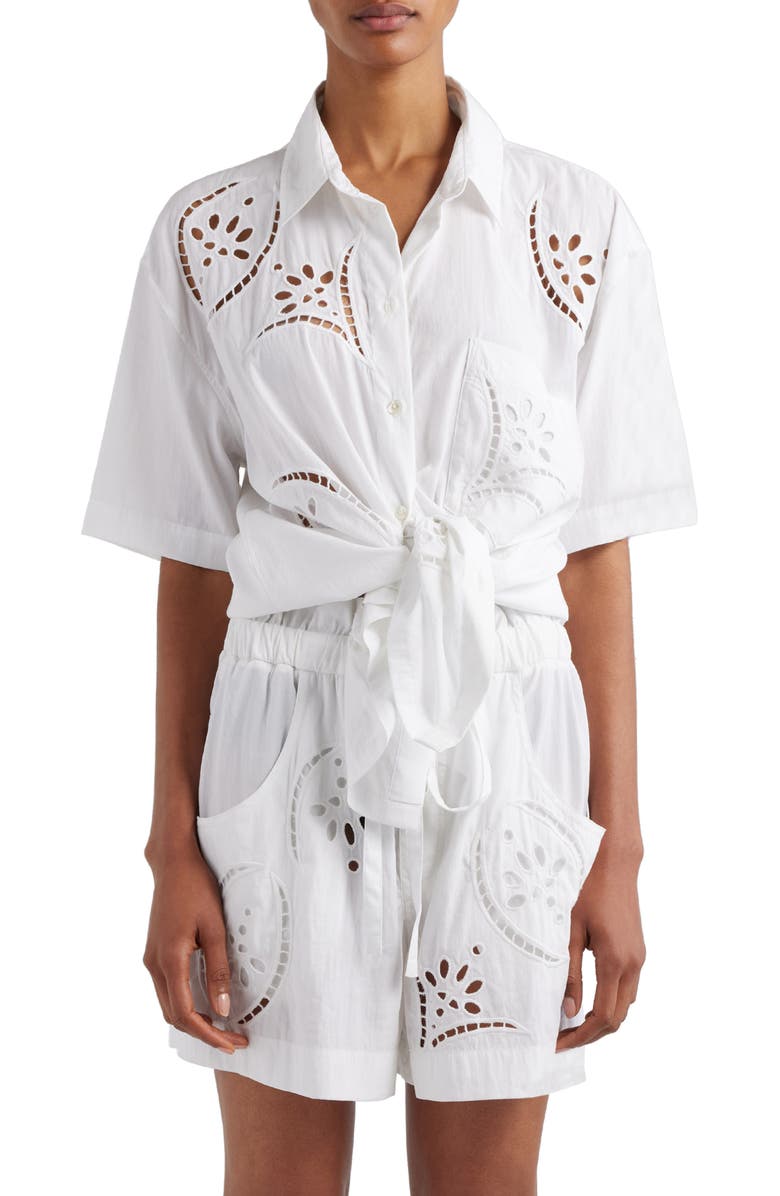 Isabel Marant Bilya Eyelet Button-Up Shirt, Main, color, 