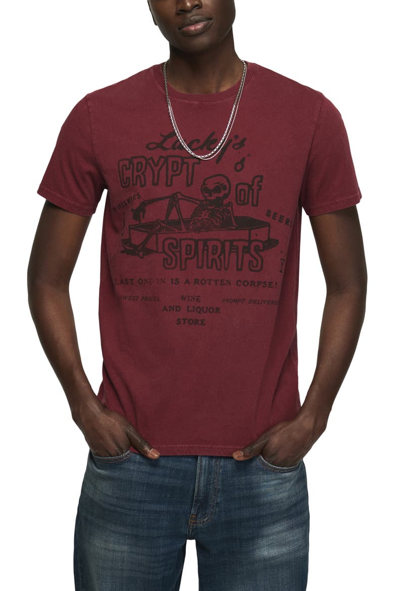 Coffin Skeleton Graphic T-Shirt, Main, color, ZINFANDEL