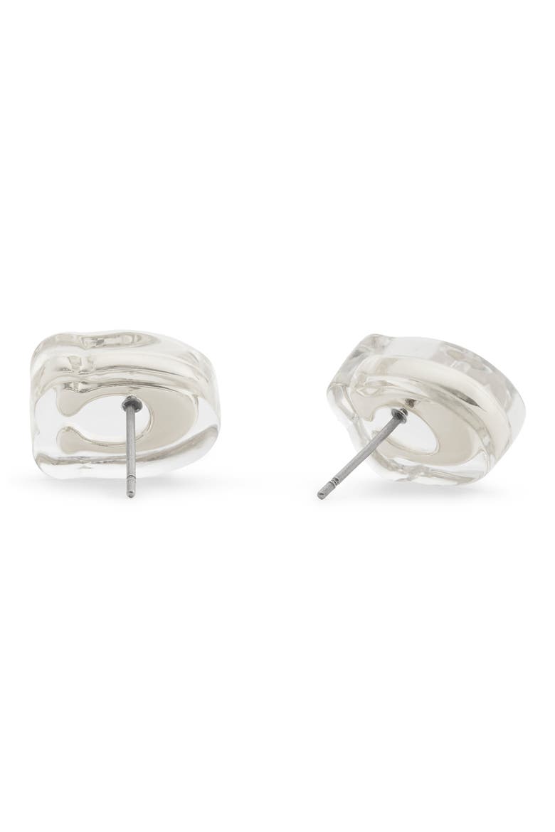 Logo Stud Earrings, Alternate, color, RHODIUM