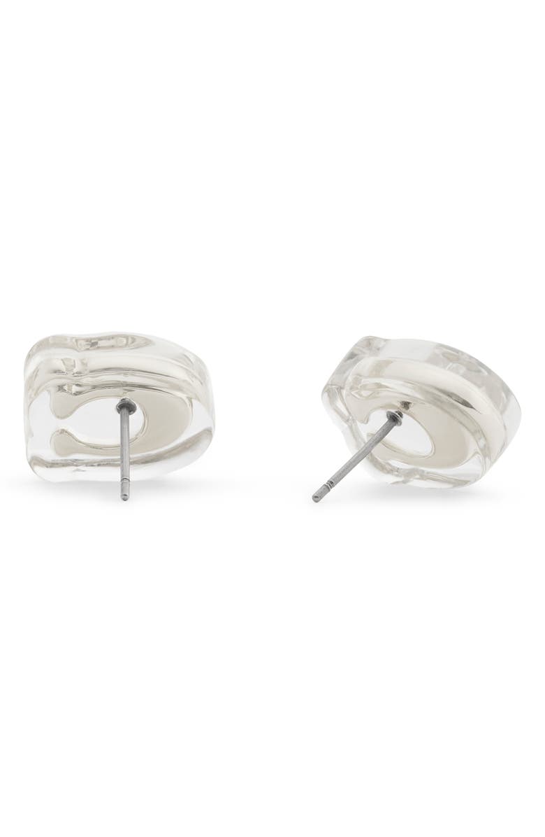 COACH Logo Stud Earrings, Alternate, color, Rhodium