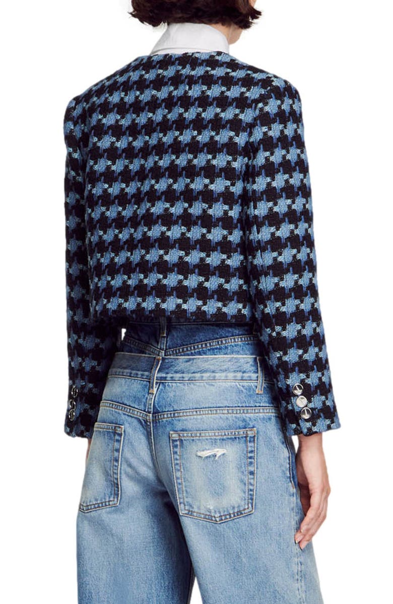 SANDRO Boulogne Houndstooth Tweed Crop Jacket, Alternate, color,