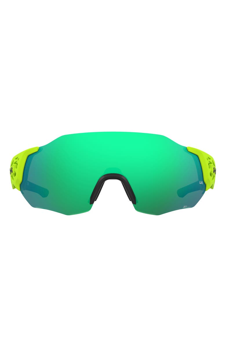 Under Armour 99mm Next Level Shield Sunglasses, Main, color, Green Fluo Black