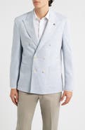 Jack Victor Hall COMFORTWEAR™ Light Blue Mélange Knit Wool Double Breasted Blazer