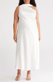 Renee C Scarf Neck One-Shoulder Maxi Dress