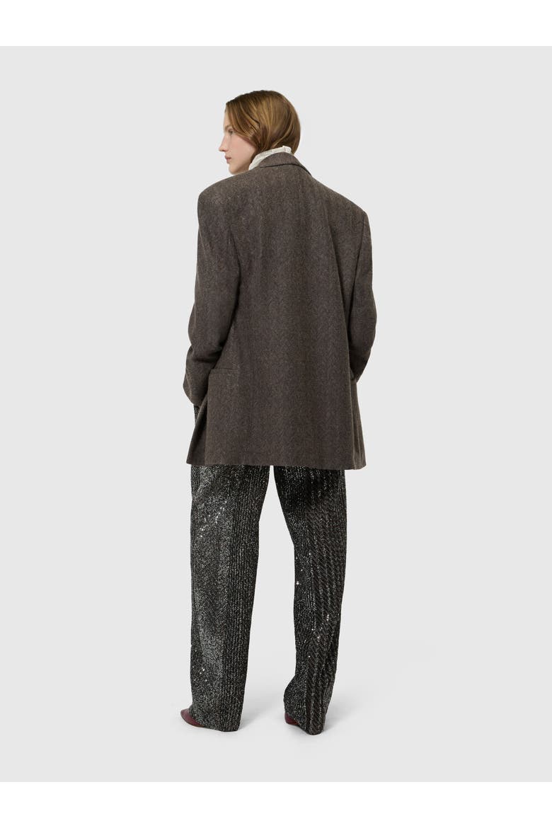 Peak-lapel Blazer, Alternate, color, Brown
