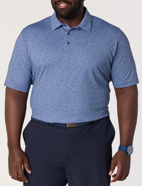 Big & Tall Chevron Gingham-Printed Performance Polo Shirt