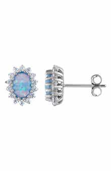 FUZION CREATIONS Lab Created Opal & Cubic Zirconia Stud Earrings