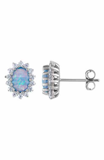 FUZION CREATIONS Lab Created Opal & Cubic Zirconia Stud Earrings