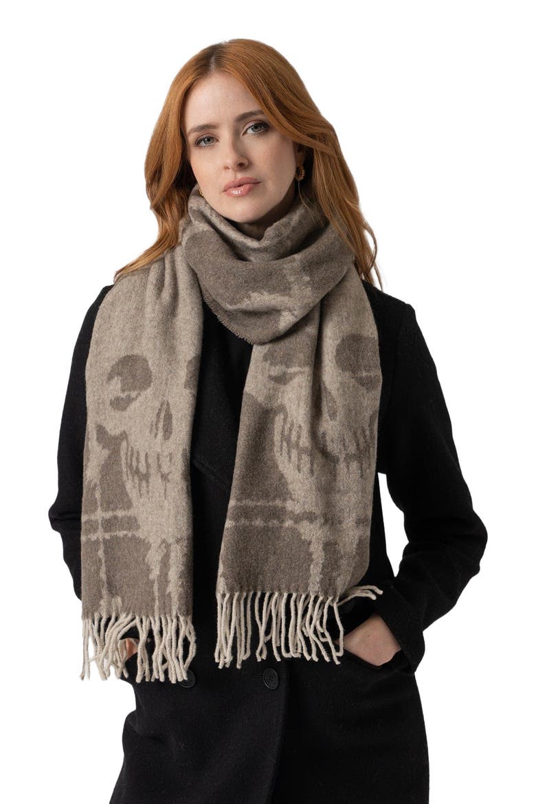 Sutton Skull Scarf, Alternate, color, Beige